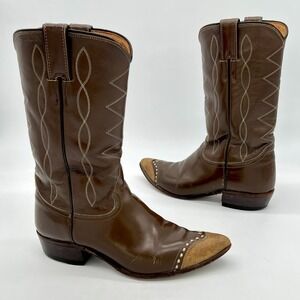 Justin Women's Vintage Western Boots Leather & Exotic Stitched Toe Sz 7B L4050